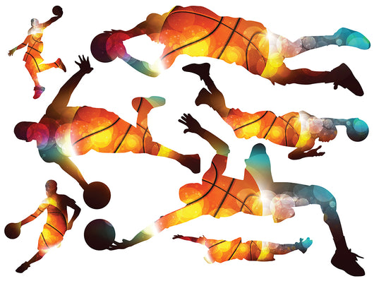 Patterned Basketball Silhouettes Wall Decal Sticker Set Wall Decal