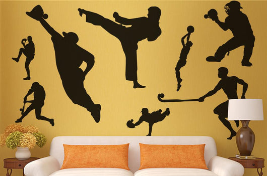Black Assorted Sports Silhouettes Wall Decal Sticker Set