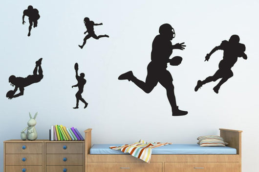 Football Player Silhouette Wall Decal Sticker Set Wall Decal