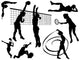 Black Girls Sports Silhouettes Wall Decal Sticker Set Wall Decal
