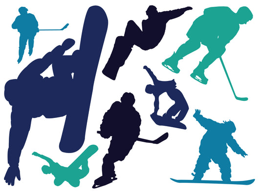 Colorful Winter Sports Silhouettes Wall Decal Sticker Set Wall Decal