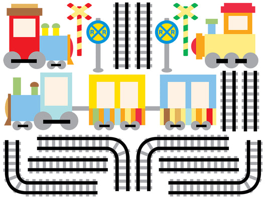 Pastel Baby Train Set Wall Decal Sticker Set Wall Decal