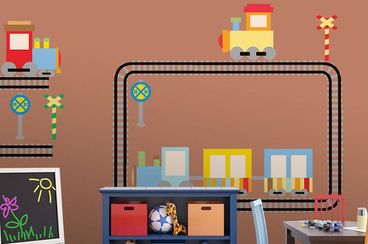 Pastel Baby Train Set Wall Decal Sticker Set Wall Decal