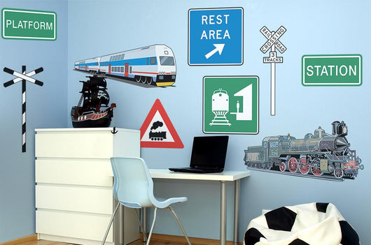 White Train Wall Decal Sticker Set Wall Decal