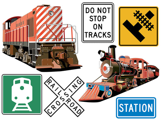 Red Train Wall Decal Sticker Set Wall Decal