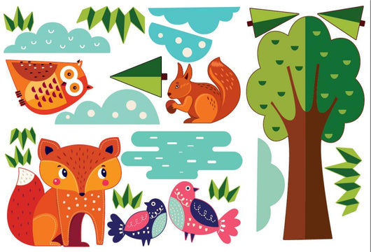 Woodland Animals Kit Fox Wall Decal Sticker Set Wall Decal