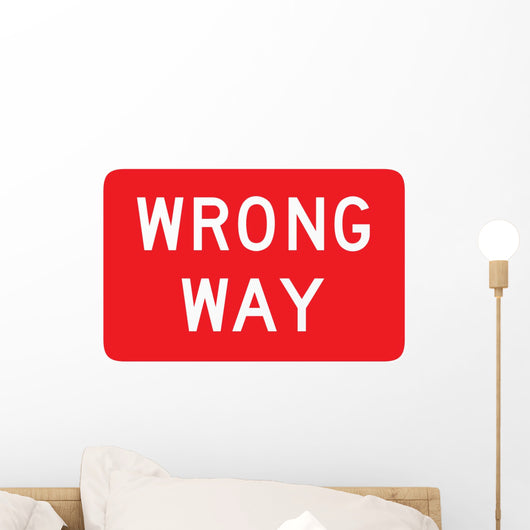 Wrong Way Sign Wall Decal