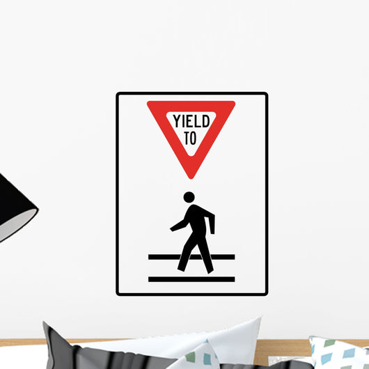 Yield to Pedestrians Sign Wall Decal