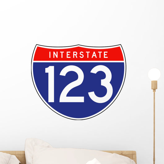 Interstate Route Sign Three Wall Decal
