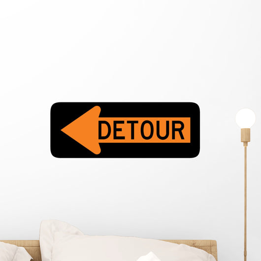 Detour Left Arrow Sign Wall Decal