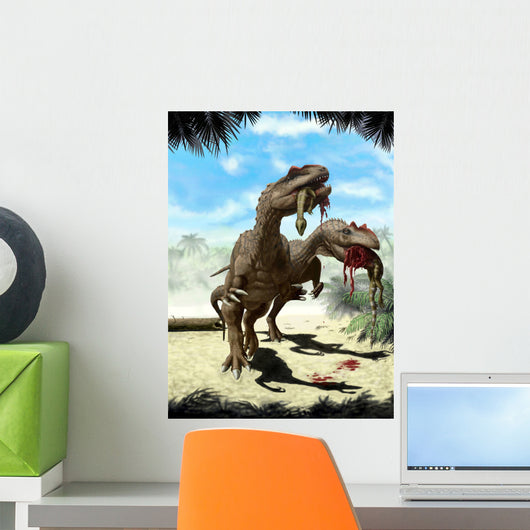 Two Allosaurus with Hypsilophodon Wall Decal