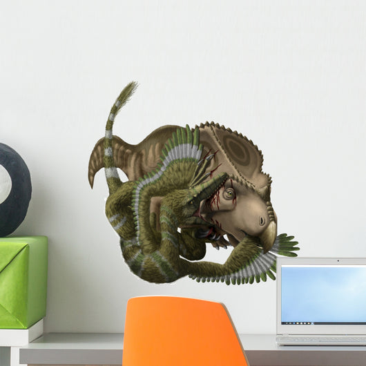 Velociraptor Attacks Protoceratops Wall Decal Design 1
