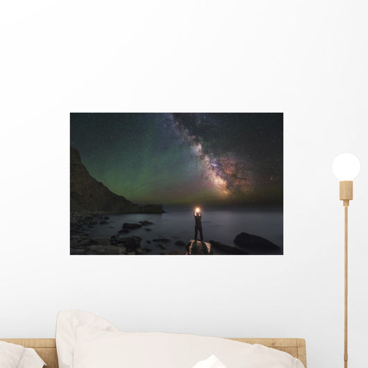 Man Stands Shore Black Wall Decal