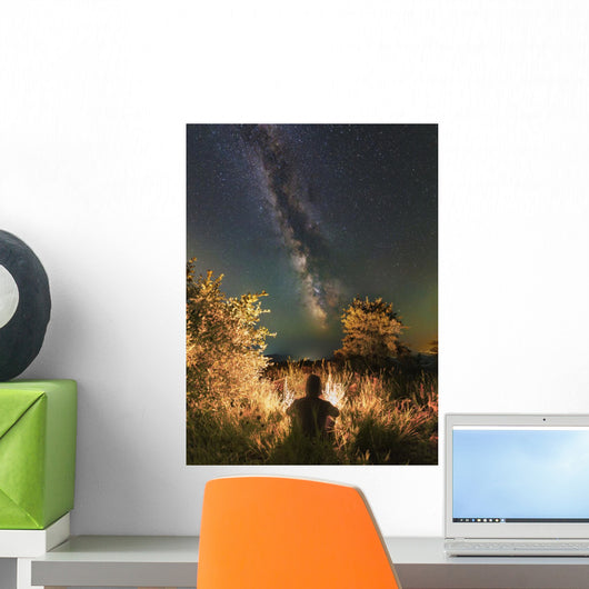 Man Sitting near Campfire Wall Decal