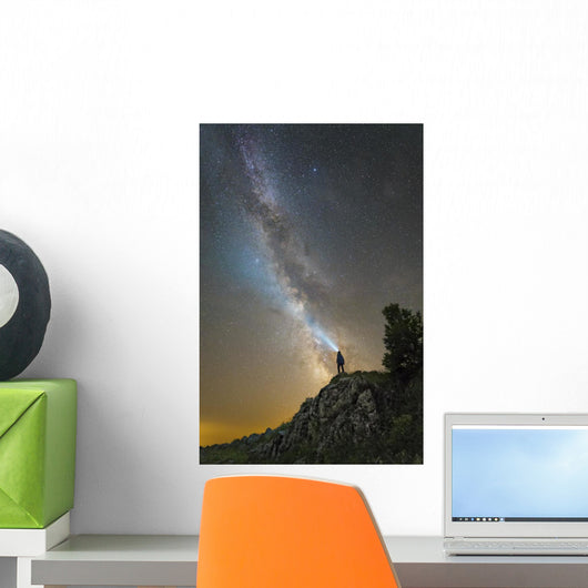 Man Shining Flashlight Milky Wall Decal