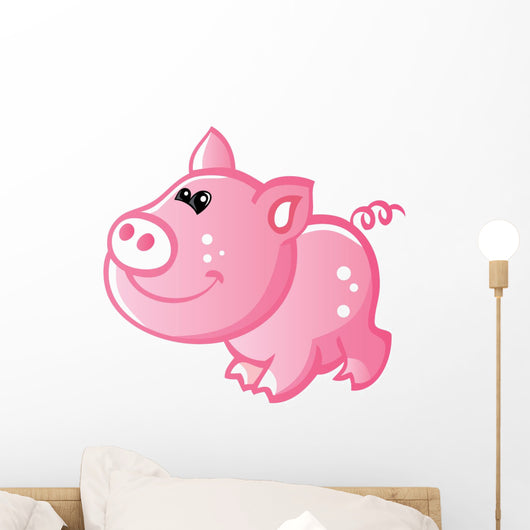Cute Baby Pink Cartoon Wall Decal