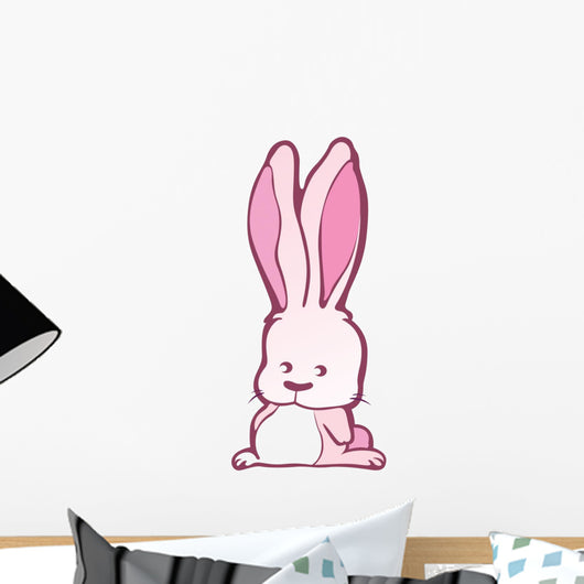 Pink Bunny With White Belly And Big Ears Wall Decal