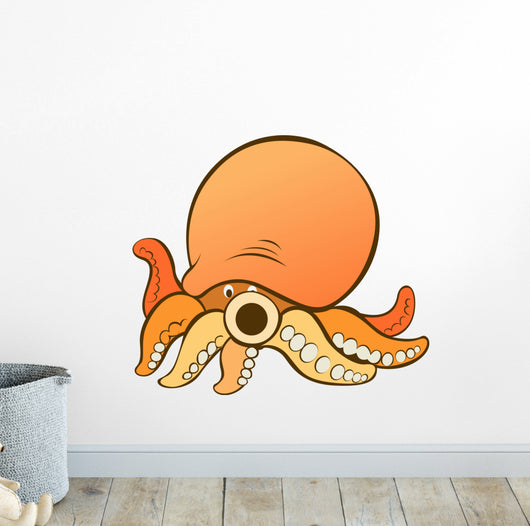 Orange Octopus with Brown Wall Decal