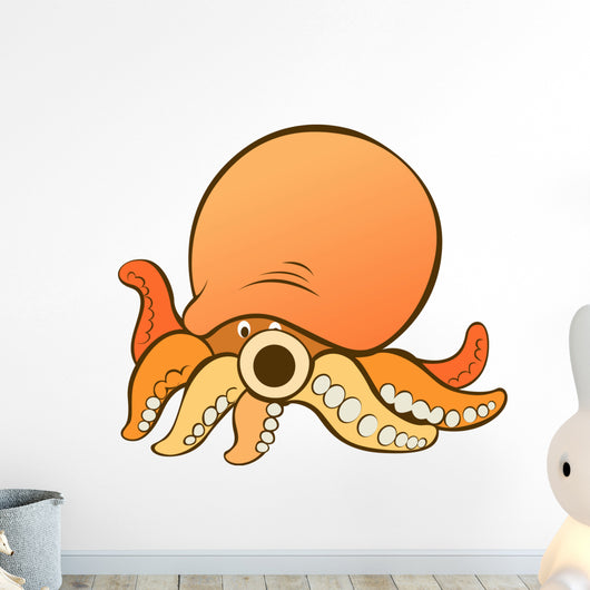 Orange Octopus with Brown Wall Decal