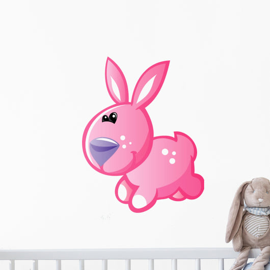 Pink Bunny With White Spots, Grey Nose Wall Decal