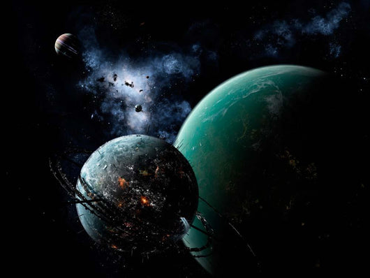 Massive Space Station Orbits Wall Decal