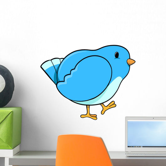 Fat Little Blue Bird Wall Decal