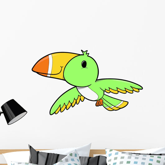 Flying Little Green Toucan Wall Decal