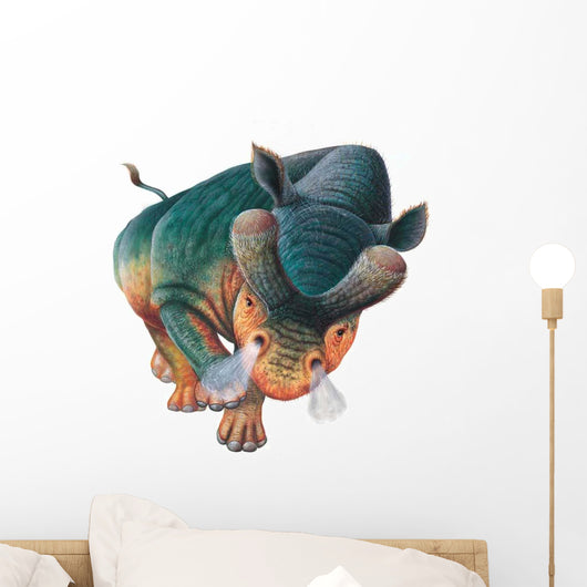 Charging Brontotherium Dinosaur Wall Decal