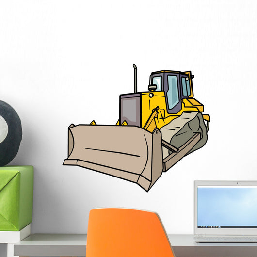 Left Side Yellow Bulldozer Wall Decal