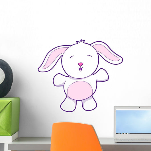 Cute Pink and White Bunny Wall Decal