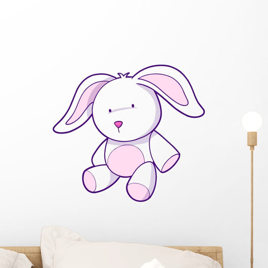 Cute Pink and White Bunny Wall Decal