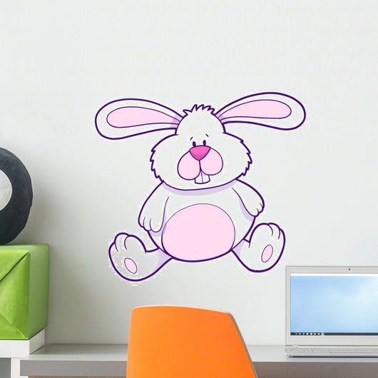 Cute White and Pink Bunny Wall Decal