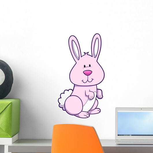 Cute White and Pink Bunny Wall Decal