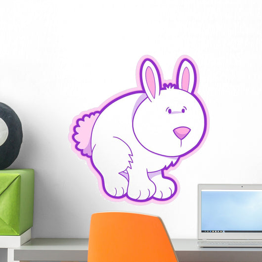 Cute Pink and White Bunny Wall Decal