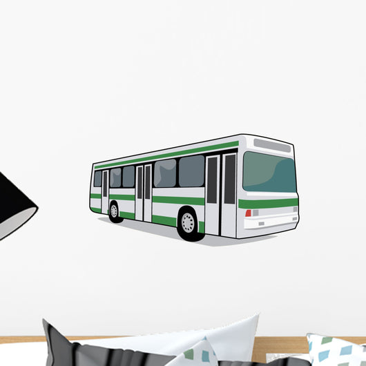 Green and White City Wall Decal