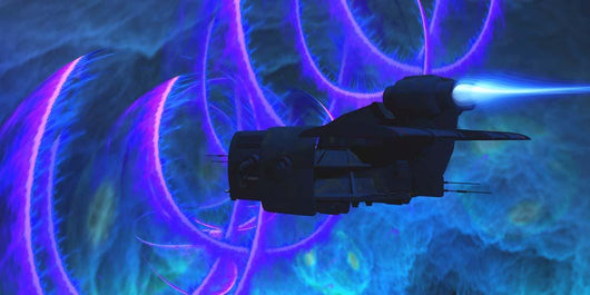 Spaceship Flies near Cosmic Wall Decal