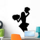 Black Jumping Pom-pom Cheerleader Wall Decal