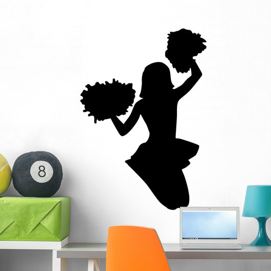 Black Jumping Pom-pom Cheerleader Wall Decal