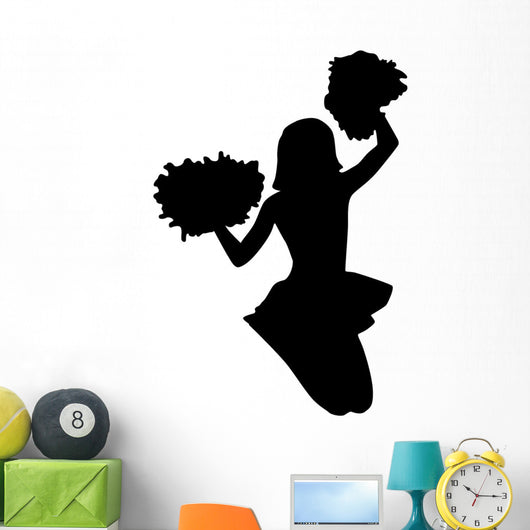 Black Jumping Pom-pom Cheerleader Wall Decal