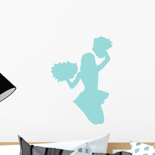 Blue Jumping Pom-pom Cheerleader Wall Decal