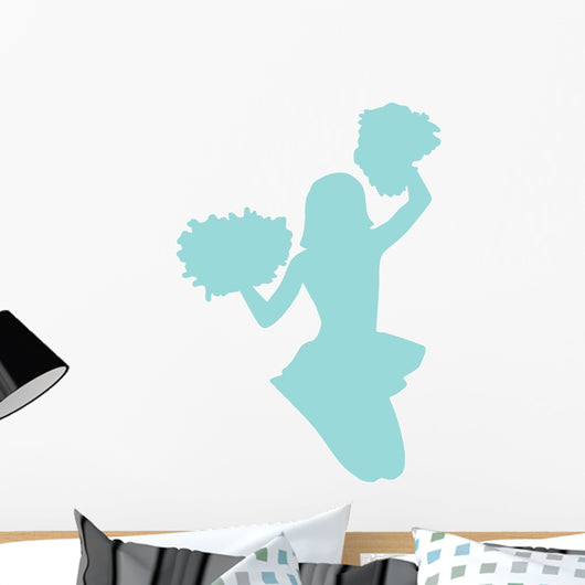 Blue Jumping Pom-pom Cheerleader Wall Decal