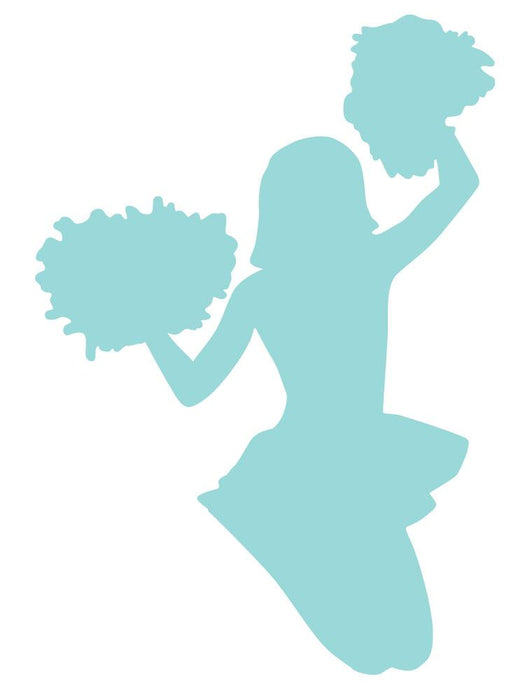 Blue Jumping Pom-pom Cheerleader Wall Decal