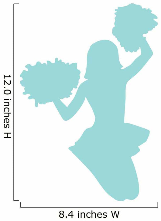 Blue Jumping Pom-pom Cheerleader Wall Decal