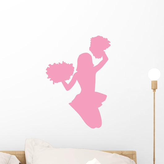 Pink Jumping Pom-pom Cheerleader Wall Decal