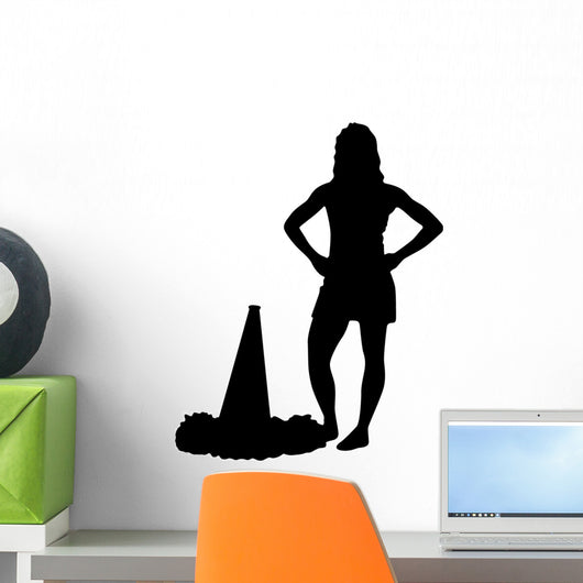Black Silhouetted Cheerleader Wall Decal