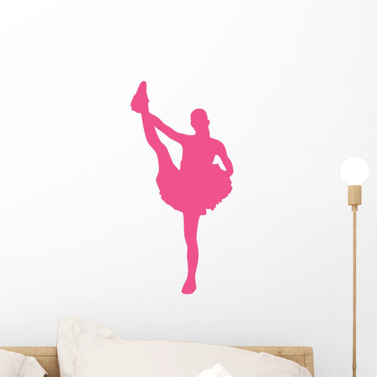Hot-pink Stretching Poms Cheerleading Wall Decal