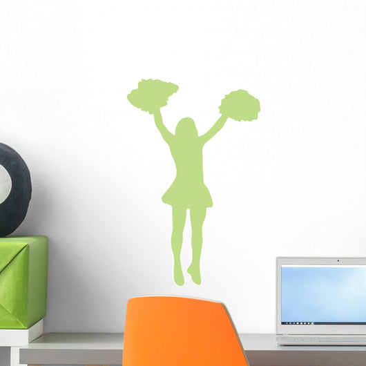 Green Pom Poms Cheerleader Wall Decal