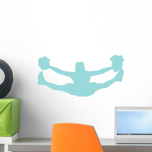 Blue Jumping Splits Cheer Wall Decal