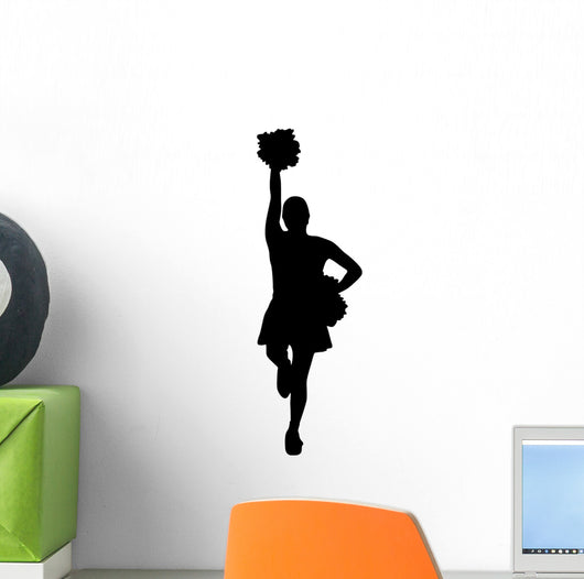 Black Poms Cheerleader Wall Decal