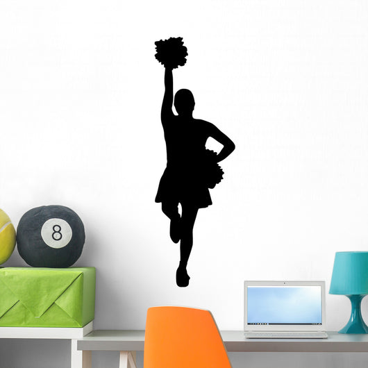 Black Poms Cheerleader Wall Decal